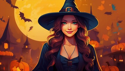 Spellbound Soiree Dressed in Witch Costume for Halloween Festivities