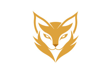 A cat golden head icon, featuring a modern stylish shape with an underline, set on a solid white background vector art illustration