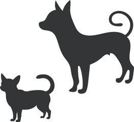 Hand drawn dog and cat silhouette vector illustration