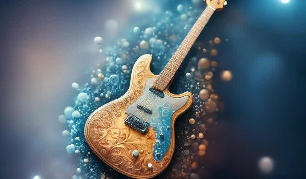 "Golden Guitar in a Dreamy Space"