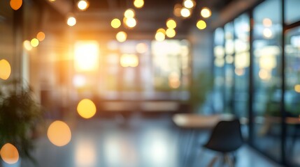 Bright and inviting office space with blurred details during the day