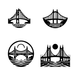 Bridge icon, bridge silhouette on white background