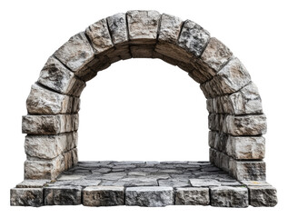 PNG Sunlit stone archway on cobblestones