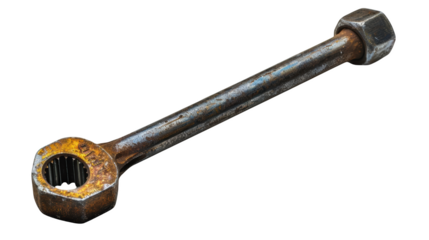 Rusty wrench tool isolated transparent background