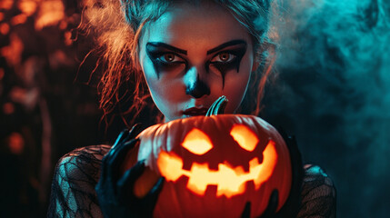 girl in a pumpkin patch