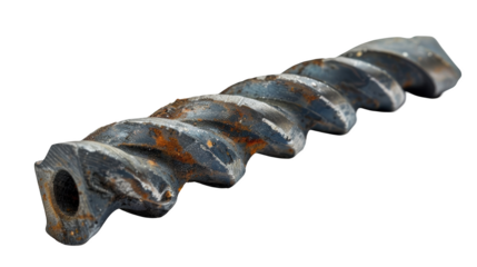 Close up of rusty drill bit transparent background