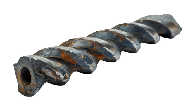 Close up of rusty drill bit transparent background