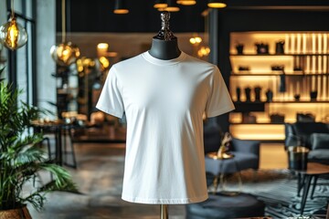 Fototapeta premium Tshirt on stylish mannequin in boutique background created with Generative AI