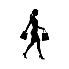 silhouette of a woman with shopping bags