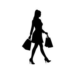 silhouette of a woman with shopping bags