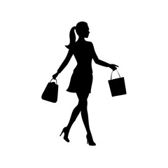 silhouette of a woman with shopping bags