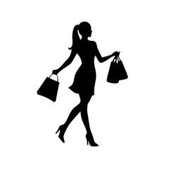 silhouette of a woman with shopping bags