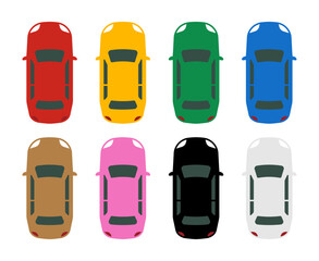 8色の上から見た車セット