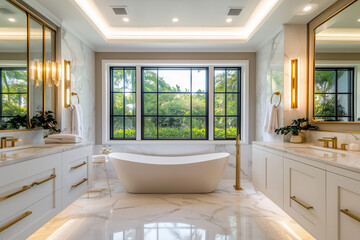 Fototapeta premium Luxury Bathroom with Marble Finishes