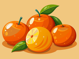 Bright vector set of colorful juicy orange