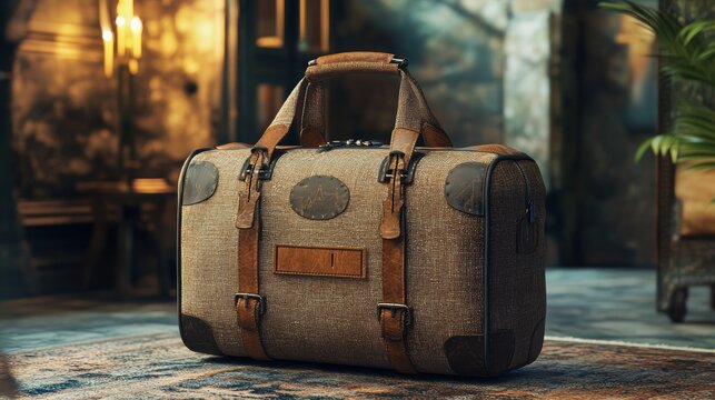 Stylish travel bag made of durable fabric and leather accents, perfect for weekend getaways or everyday adventures.