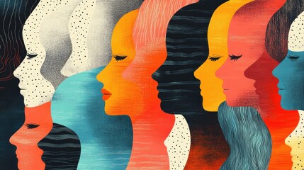 Abstract Colorful Faces: A Celebration of Diversity