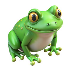 Fototapeta premium Cute cartoon green frog isolated on the transparent background