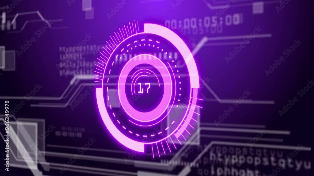 Poster animation of scope scanning over data processing on black background