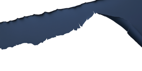 ripped navy blue paper corner isolated on transparent background