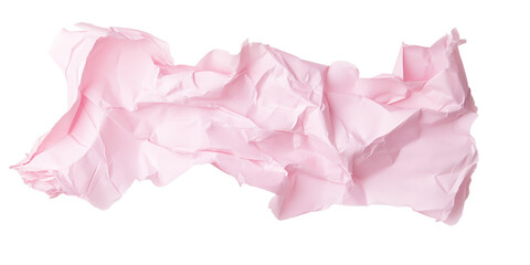 Crumpled pink paper with ripped edges isolated on transparent background