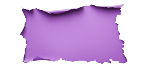 Ripped purple paper isolated on transparent background