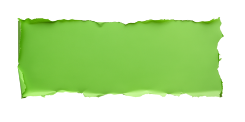Green paper with torn edges isolated on transparent background