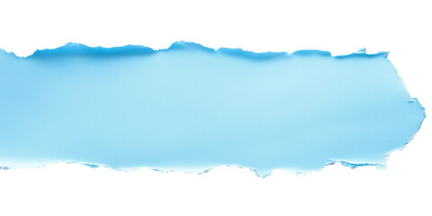 Obraz premium Torn blue paper strip with frayed edges isolated on transparent background