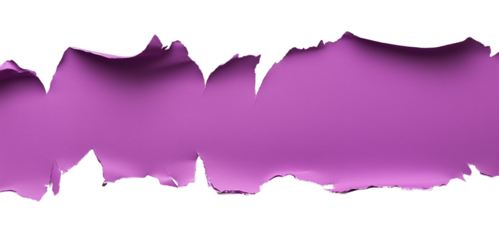 Ripped purple paper isolated on transparent background