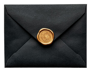 PNG Elegant black envelope with a wax seal detail