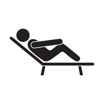 recommend clip art: vector flat icon of a person sunbathing on a chair