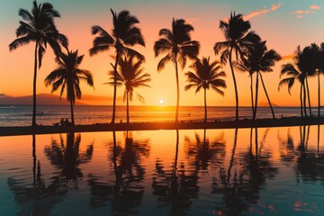 Sunset Palm Trees 