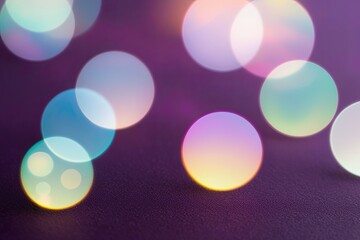 Luminous Pastel Bokeh with Soft-Coloured Radiance and Vibrant Haze on a Dark Purple Surface