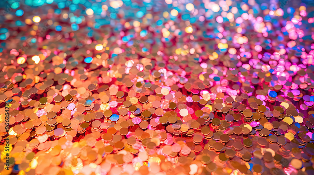 Aufkleber abstract glitter background with rainbow colored sparkling particles. generated ai