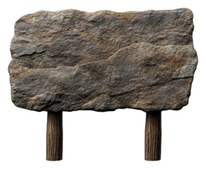 PNG Stone sign on wooden posts in nature