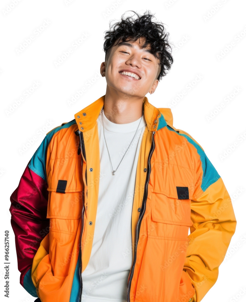 Sticker PNG  Happy young man colorful jacket