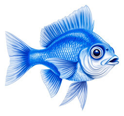 Fototapeta premium PNG Blue fish swim in a vibrant ocean