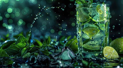 cold mojito in a tall glass