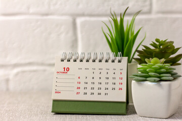 October 2024, desk calendar for 2024 on your desktop.