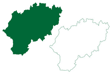 Obraz premium Bundi district (Rajasthan State, Republic of India) map vector illustration, scribble sketch Bundi map