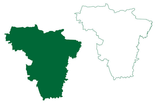 Cachar district (Assam State, Republic of India) map vector illustration, scribble sketch Cachar map