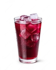glass of grape juice with ice isolated white background