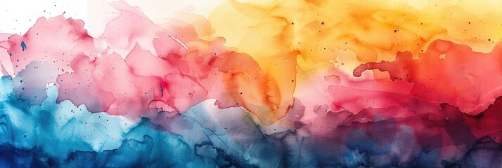 Fototapeta premium Vibrant abstract watercolor painting featuring a dynamic blend of red, blue, and yellow hues, ideal for artistic backgrounds and creative projects.