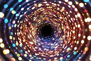 Obraz premium Shimmering Bokeh Vortex with Vibrant Patterns and Enchanting Twilight Glow