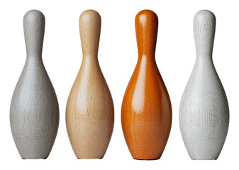 PNG Decorative wooden bowling pins in various colors