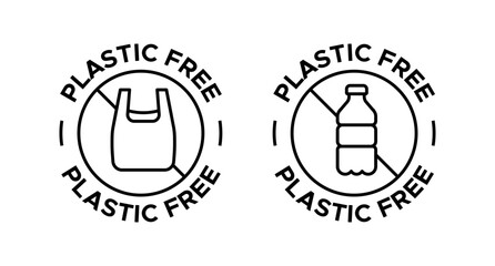 Plastic free icon vector set. No plastic symbol