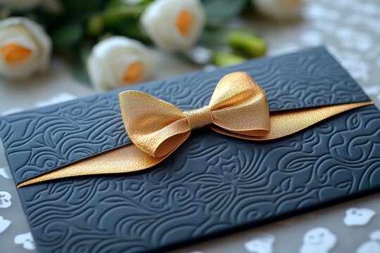 A tiny golden bow on the envelope seal of a birth card, giving a special and elegant touch to the announcement