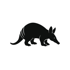 Obraz premium A Black and White Armadillo vector illustration clipart, black color silhouette 
