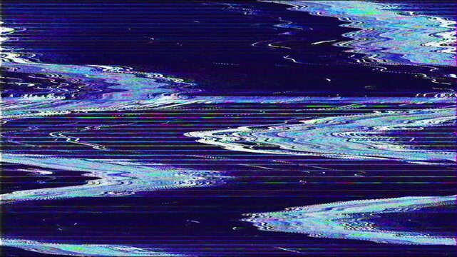 A dark blue and purple glitching video, suitable for abstract visuals or sci-fi-inspired projects.