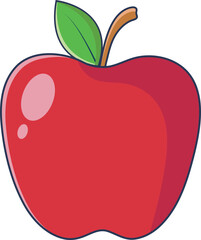 Shiny red apple fruit Cartoon icon concept vector illustration